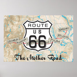 Póster agregue sus fotos Route 66 Map Poster