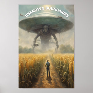Póster Agricultor se reúne con extranjeros y OVNI en Corn
