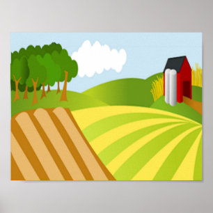 Póster agricultural land drawing