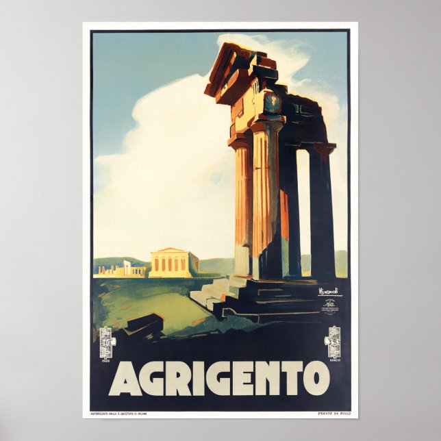 Póster Agrigento Poster de viajes de cosecha (Frente)