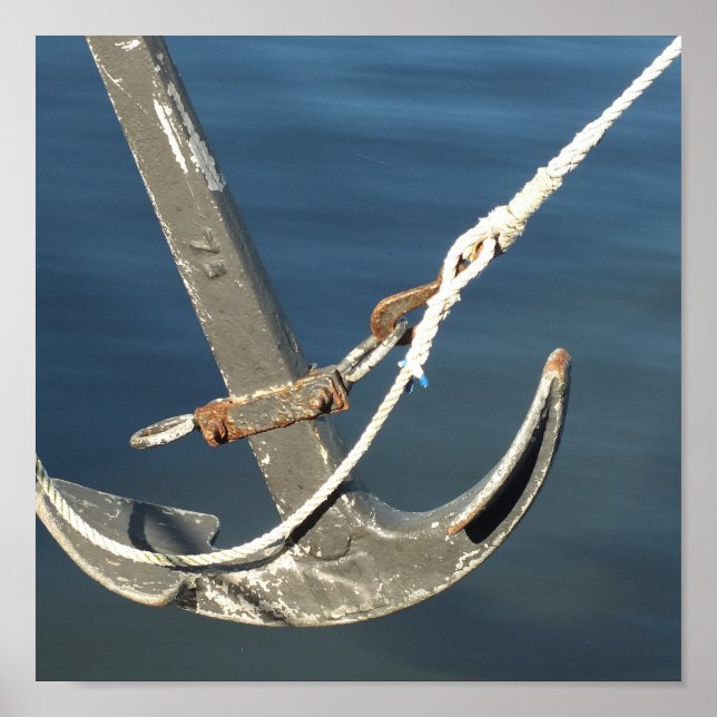 Póster agua, barco, mar, ancla, barco, mar, océano, (Frente)