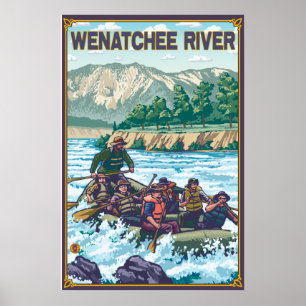 Póster Agua blanca que transporta en balsa - río de