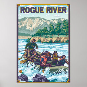 Póster Agua blanca que transporta en balsa - río del