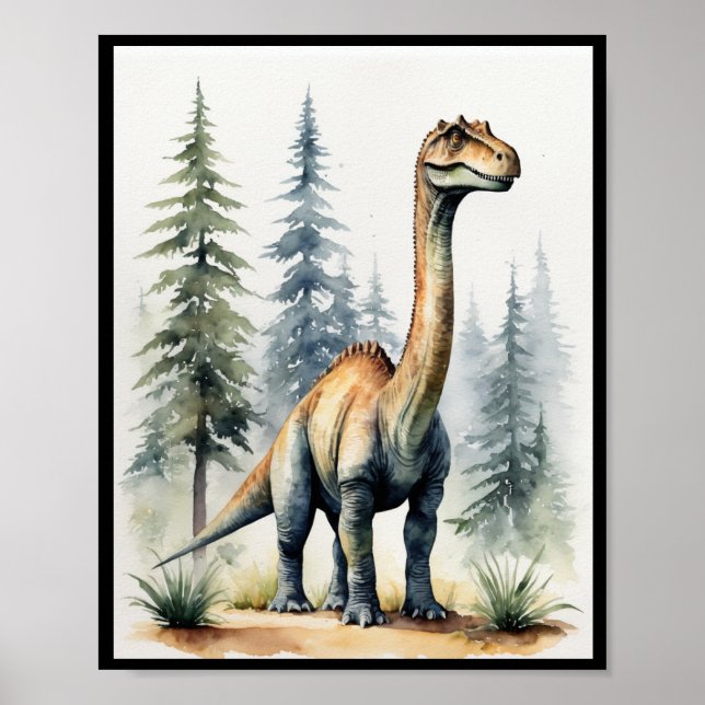 Póster Agua de Dinosaurio Brachiosaurus Sauropod WallArt (Frente)
