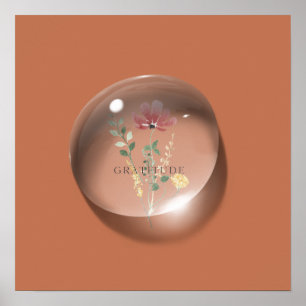 Póster Agua de Floral Gratitud Moderna en forma de gota