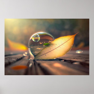 Póster Agua de hoja Tranquila Naturaleza Temporada Pacífi