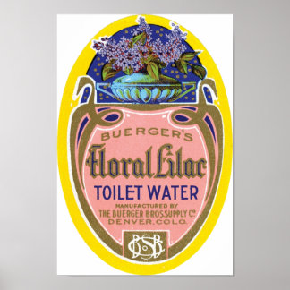 Póster Agua de inodoro de Lilac floral de Buerger