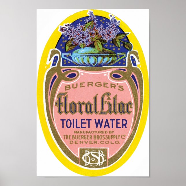 Póster Agua de inodoro de Lilac floral de Buerger (Frente)