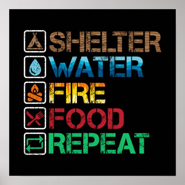 Póster Agua de refugio - Alimentos para incendios - La su (Frente)
