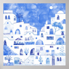 Póster Agua de Santorini Grecia