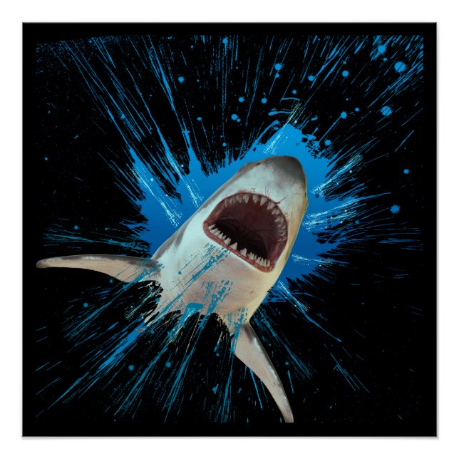 PÓSTER AGUA DE TIBURÓN SALPICADURA OCÉANO (Anverso)