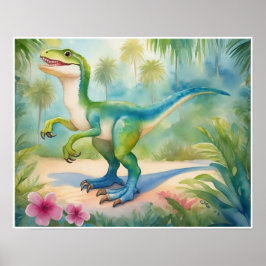 Póster Agua de Velociraptor Dinosaur Nursery Art