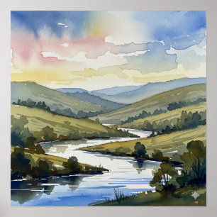 Póster Agua del paisaje del río Serene