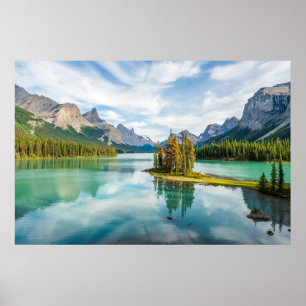 Póster Agua Lago Maligno, Parque Nacional Jasper, Canad