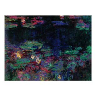 Póster AGUA LILIES VERDE POND Claude Monet Floral Oscura