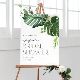 Póster Agua Monstera Tropical Ducha Bienvenida
