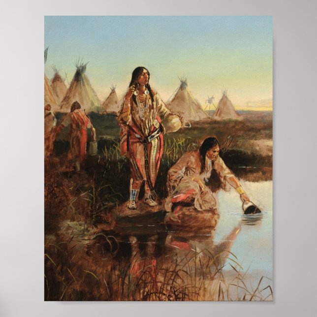 Póster Agua Para Campamento Por Charles Marion Russell (Frente)