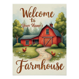 Póster Agua personalizado Bienvenidos al Rótulo Farmhouse