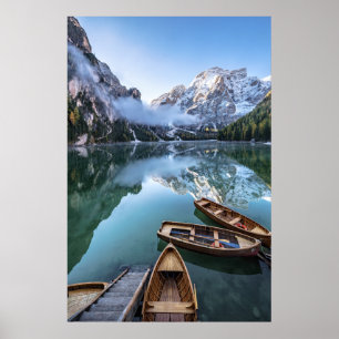 Póster Agua   Pragser Wildsee Dolomitas Italia