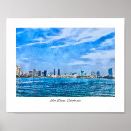 Póster Agua Skyline de San Diego