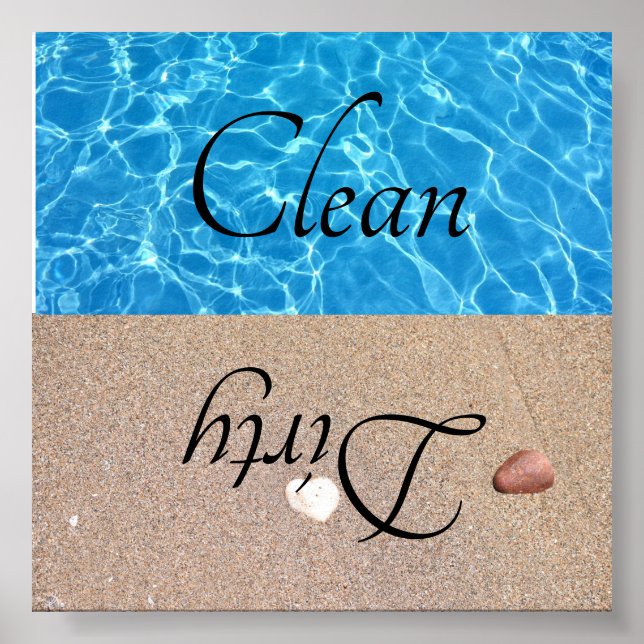 Póster Agua sucia limpia para lavavajillas (Frente)