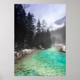 Póster Agua turquesa en Mojstrana, Eslovenia