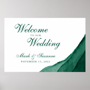 Póster Agua verde esmeralda bienvenida a nuestro boda