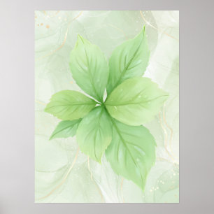 Póster Agua verde salada Boho Minimalista botánico