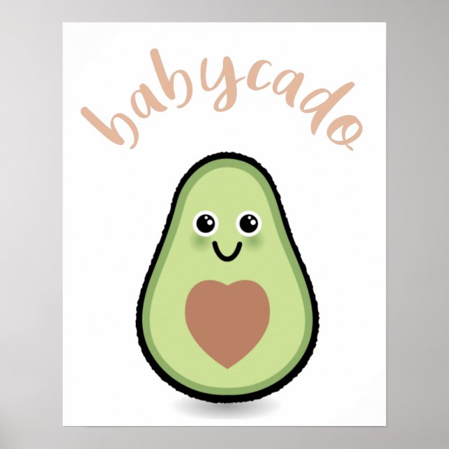 Póster Aguacado mit Herz Babycado für ein Baby (Frente)