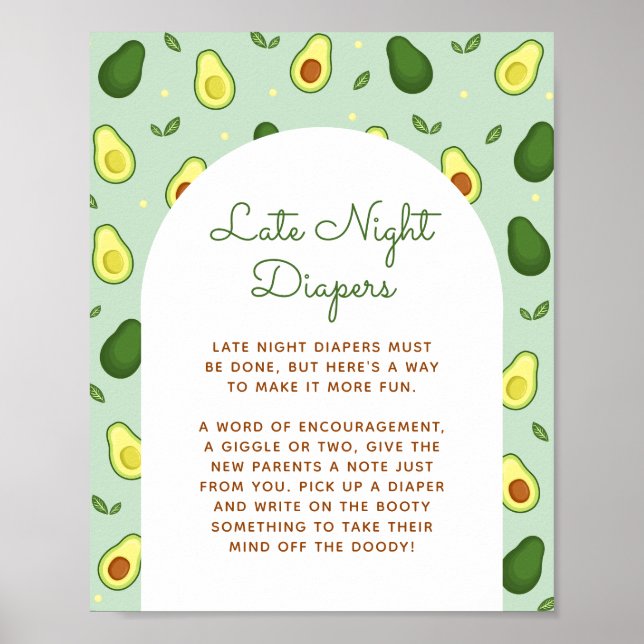 Póster Aguacate Diapers nocturnos tardíos Poster de Rótul (Frente)