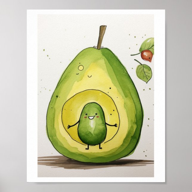 Póster Aguacate, diseño de bebé aguacate lindo (Frente)