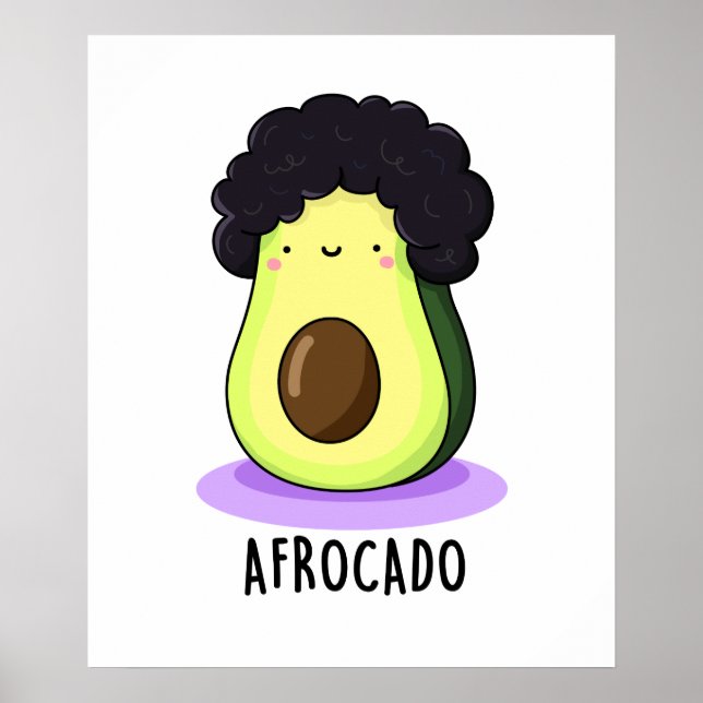 Póster Aguacate divertido de Afrocado con afro pun (Frente)
