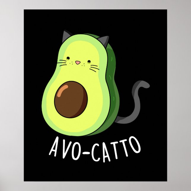 Póster Aguacate Funny Aguacate Cat Pun Dark BG (Frente)