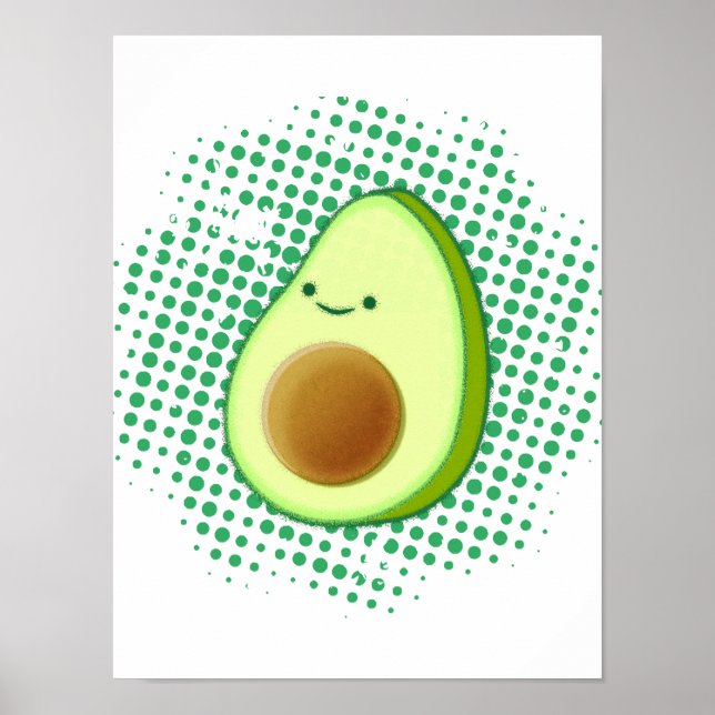 Póster Aguacate Personalizado Cuto Sobre Vórtex Verde Mol (Frente)