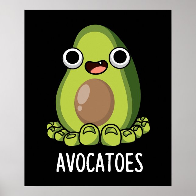 Póster Aguacate-pies Funny Aguacate Puns Oscuro BG (Frente)