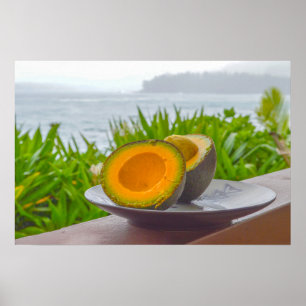 Póster Aguacate Reed Maduro Partido por la Mitad en Kauai