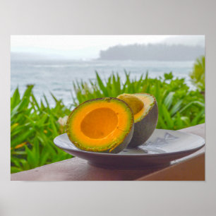Póster Aguacate Reed Maduro Partido por la Mitad en Kauai