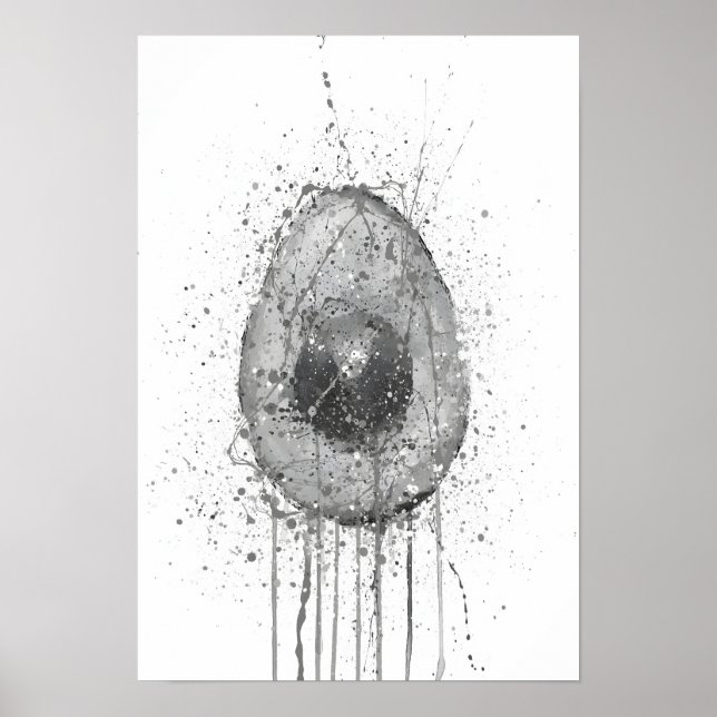 Póster Aguacate vegetal gris (Frente)