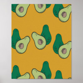 Póster aguacate verde sobre el marrón
