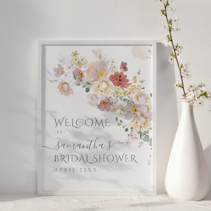 Póster Aguada de flores silvestres púrpura Bridal Shower