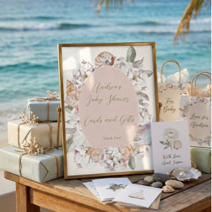 Póster Aguadas Costeras Conchas y Florales para Baby Show