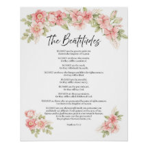 Aguamarina Floral Beatitudes Escritura Acuarela