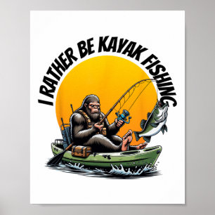 Póster Aguas costeras divertidas remando en kayak Bigfoot