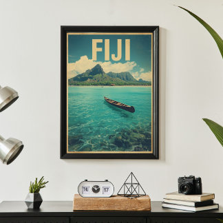 Póster Aguas de Fiyi – Escape Retro del Océano Viaje