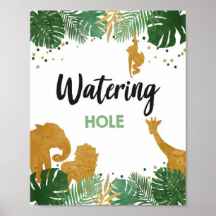 Póster Aguas de Hole Safari Animales salvajes Cumpleaños 