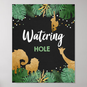 Póster Aguas de Hole Safari Animales salvajes Cumpleaños