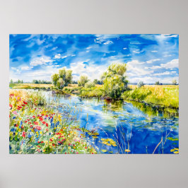 Póster Aguas Tranquilas en Primavera Havelland Acuarela