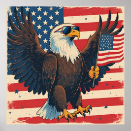 Póster Águila Americana Audaz – Diseño de Libertad del 4 