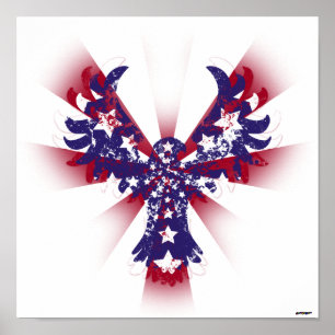 Póster Águila Americana Estrellas y Franjas