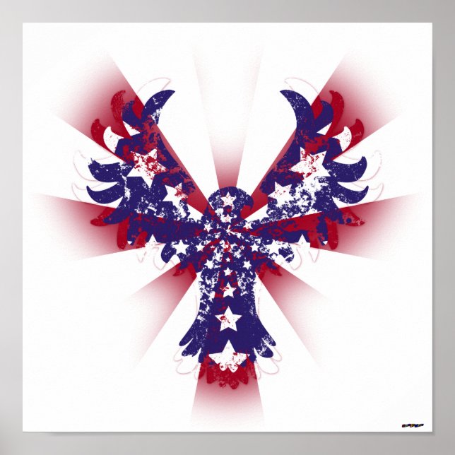 Póster Águila Americana Estrellas y Franjas (Frente)